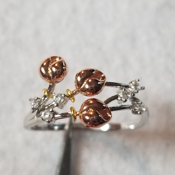 Sterling & 18k Rose Buds Ring